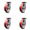 Service Caster 8 Inch Red Poly on Cast Iron Caster Set with Roller Bearings and Swivel Locks SCC-35S820-PUR-RS-BSL-4 - alternate 1